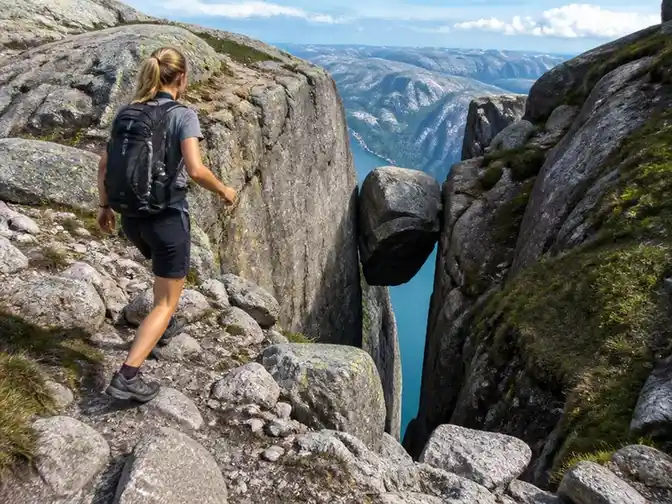 Vorbereitung auf die anspruchsvolle wanderung kjeragbolten